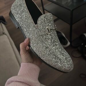 Men's Silver Glitter Loafers